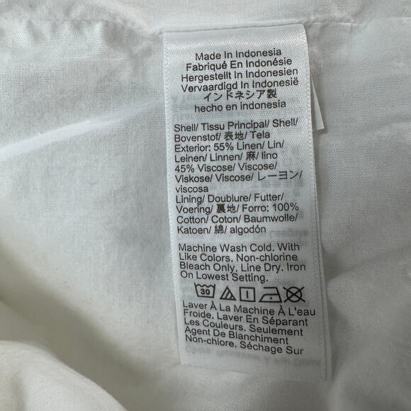 J.Crew Button Front Linen Blend Vest 6 White Sleeveless V-Neck Breathable Lined - Picture 8 of 11